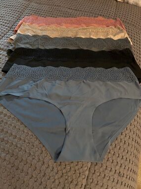 sophie b. Lace-Trim Seamless Panties Pack - Blue, Black, Gray, Cream, Pink